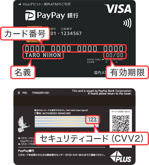 PayPay銀行Visaデビットカード　カードの裏面
